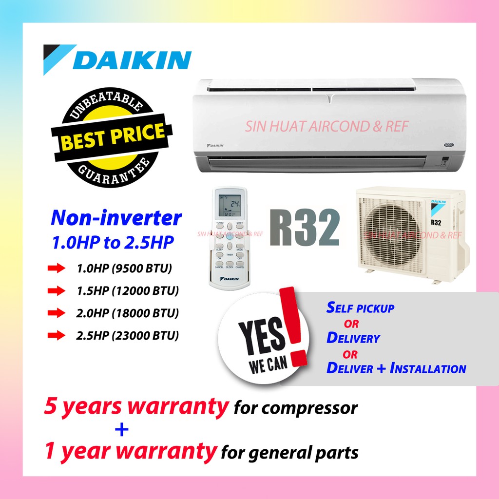 (Kedah & Perlis) DAIKIN TCL 1.0HP 1.5HP 2.0HP 2.5HP Non Inverter Air ...