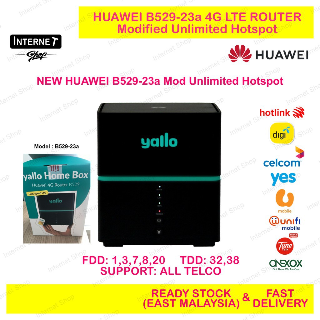 HUAWEI 4G MODEM B529 B529-23a ROUTER MODIFIED UNLIMITED HOTSPOT WITH ...