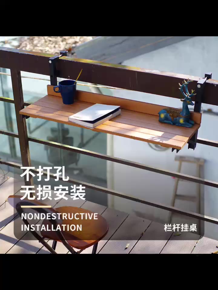 Balcony Folding Railing Hanging Table Outdoor Folding Coffee Table ...