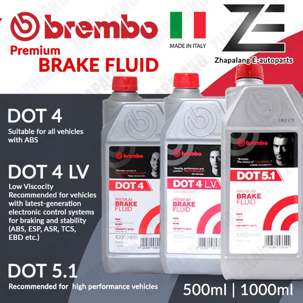Brembo Premium Brake Fluid Dot 4 500ml / 1L Dot 4 LV 1L Dot 5.1 1L