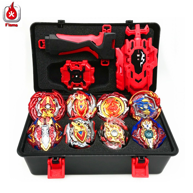 Toolbox Set 8pcs Beyblade Burst Toys Box Set with Metal Fusion Spinning Top Launcher Grip Storage Box Kids Toys Children's Christmas Gifts