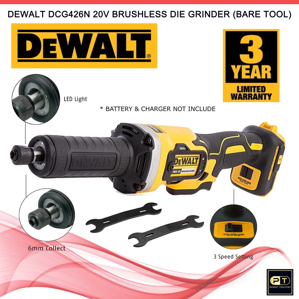 Dewalt DCG426N-XJ 18/20V Brushless Cordless Die Grinder ( Bare Tool ...