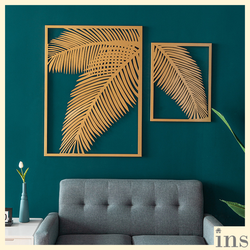 Nordic Ins Luxury Gold Metal Palm Leaf Leaves Wall Mounted Decoration