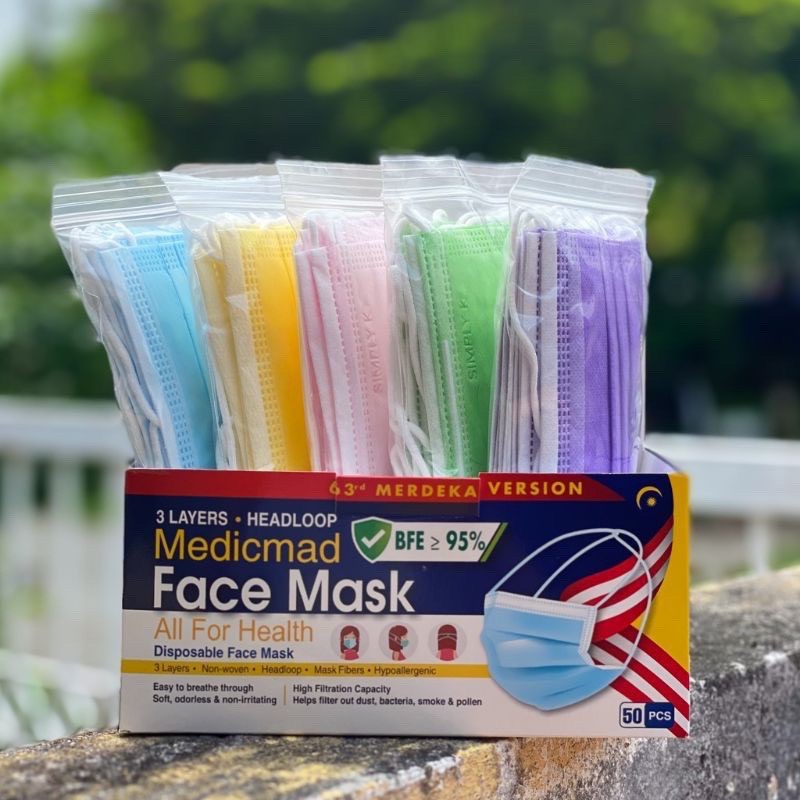 50 pcs Face Mask Disposable Mask 3ply Headloop Mask Hijab Mask Earloop ...