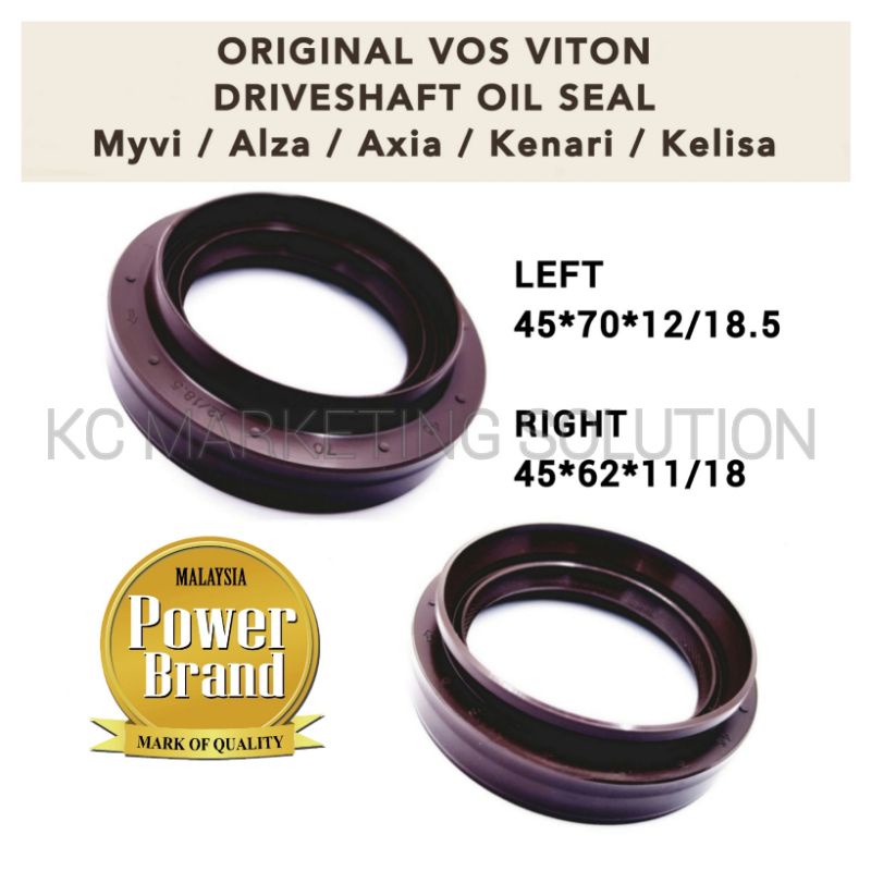 VOS Viton Driveshaft Oil Seal Myvi Alza Axia Kenari Kelisa