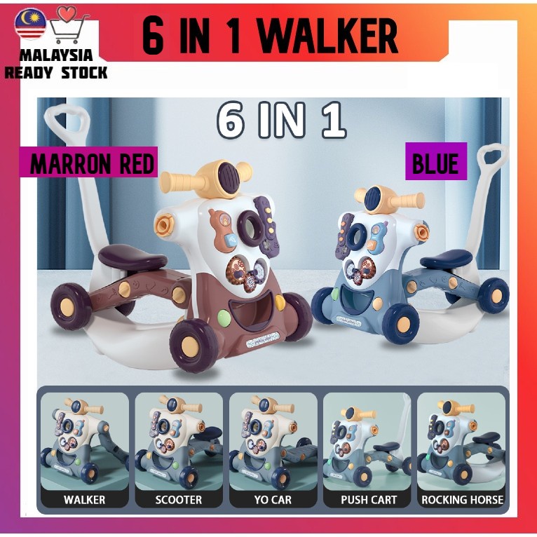 Ship From KL Baby Walker 5in1 MultiFunction Music & Toys Push Walker