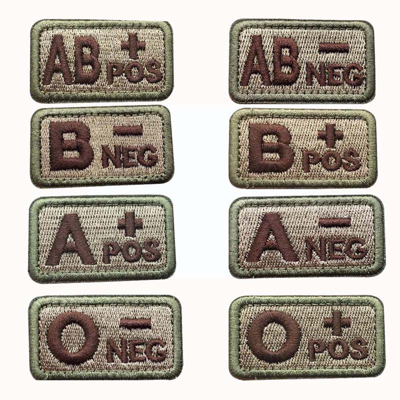 1PC 5*2.5CM Blood Type A B O AB POS NEG Emblem Embroidery Applique ...