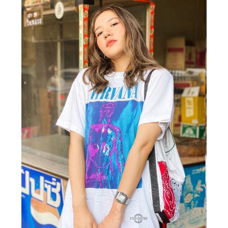 PUTIH Nirvana White T Shirt SLIVER nirvana T Shirt Women Men T