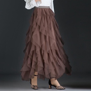 Women's 2022 Spring New Vintage Sweet Cake Layered Long Mesh Skirts  Princess High Waist Ruffled Tiered Tulle Pleated Ins Skirts - Skirts -  AliExpress