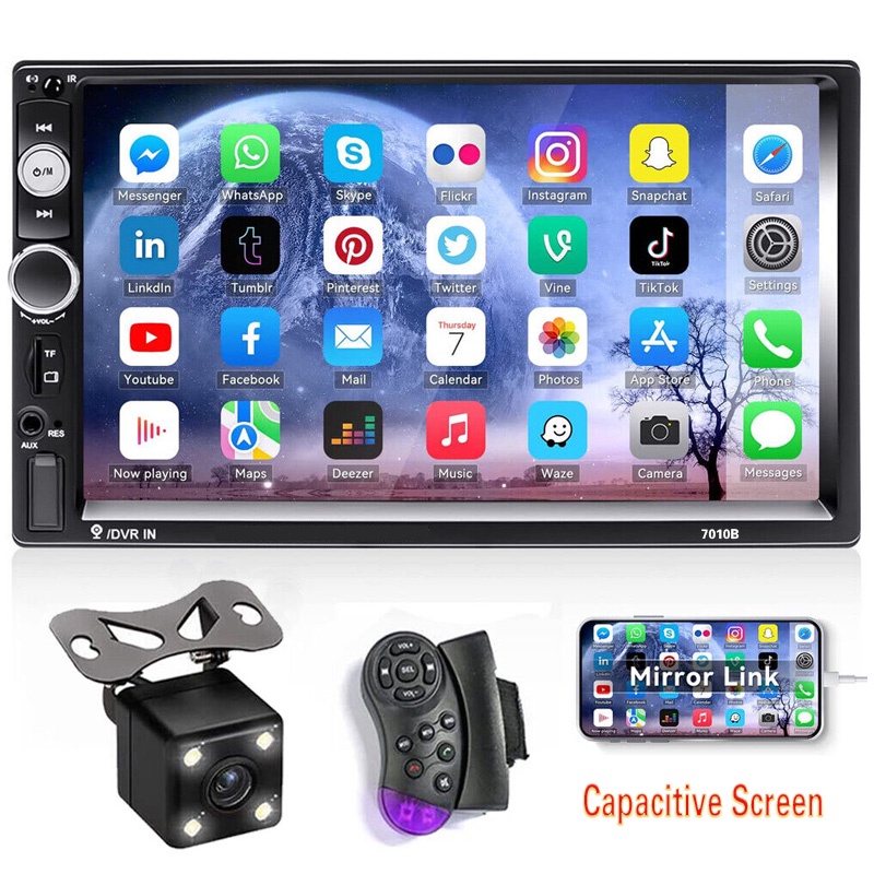 7010B 7" Double Din Touch Screen Car Radio Stereo Bluetooth MP5 Player ...