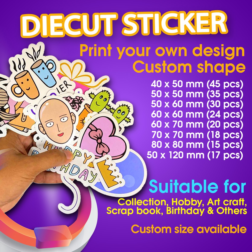 💥Custom Diecut Sticker Journal Planner Sticker (print design sendiri)💥