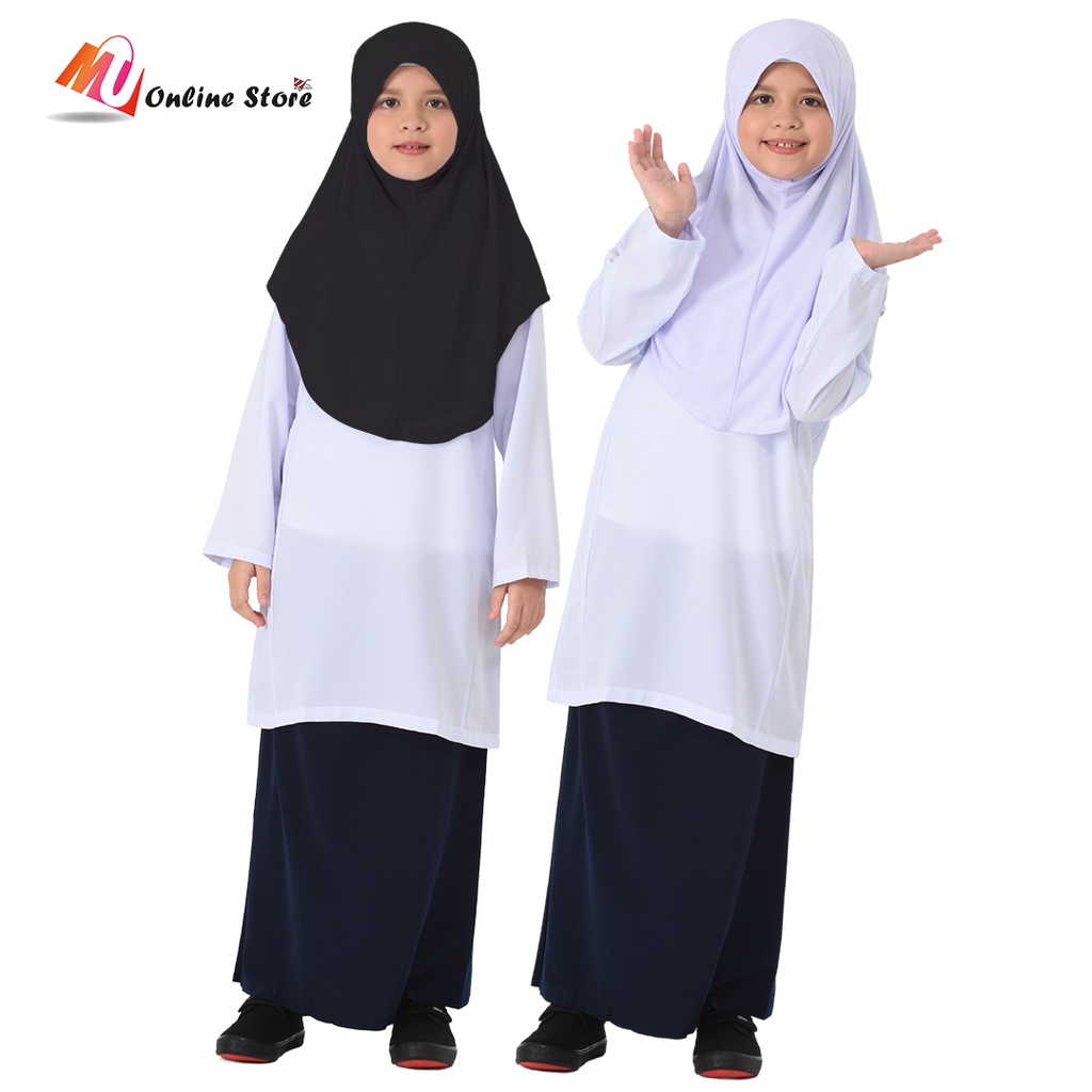 MU TUDUNG SARIMAH GETAH PUTIH DAN HITAM / TUDUNG SEKOLAH SATU LAPIS ...