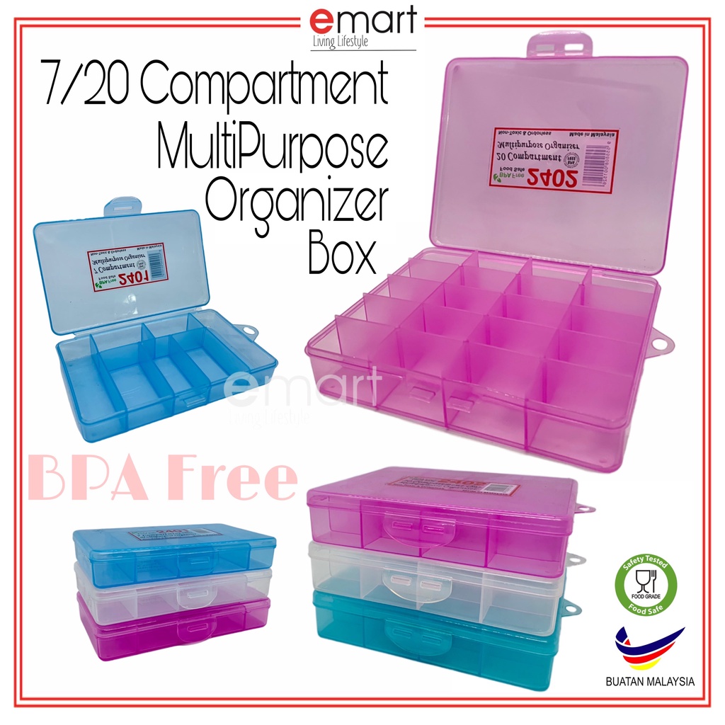 Multipurpose Organizer Box - 7 Compartments / 20 Compartments | Shopee ...