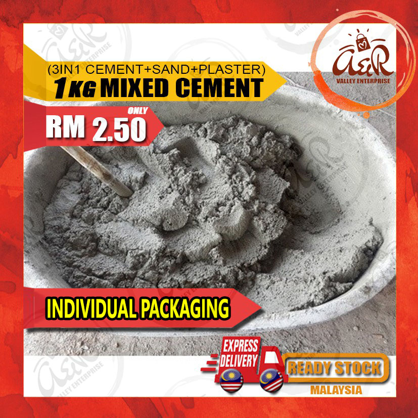 1KG 3IN1 Simen+Pasir+Plaster Campur / Ready Mix Cement 🔥READY STOCK🔥 ...