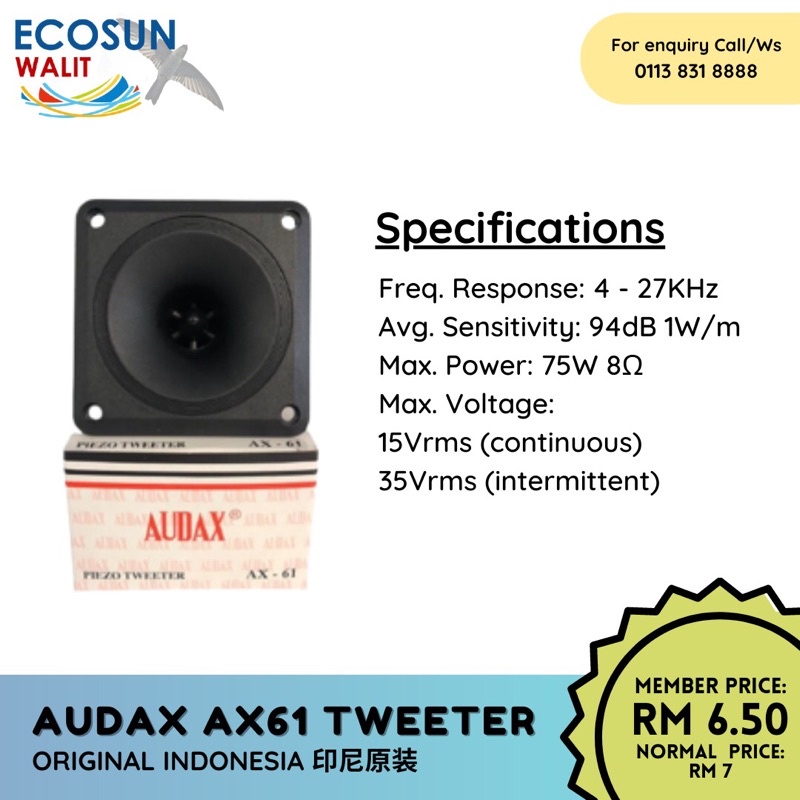 Audax Ax Piezo Tweeter Speakers Audax Indonesia For Swiftlet