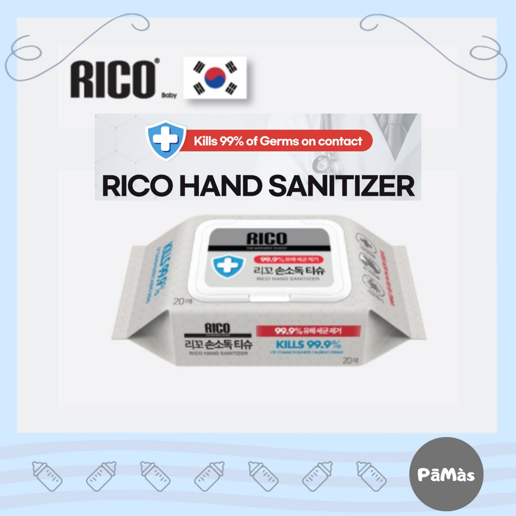 Rico Hand Sanitizer Wipes (20pcs/50pcs) 含酒精消毒湿纸巾 | Shopee Malaysia