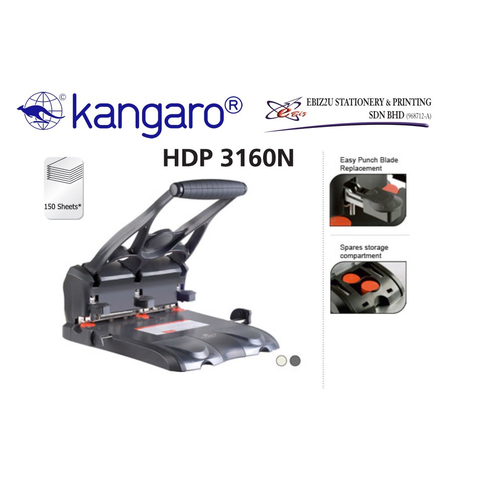 Kangaro Hdp 3160n 3 Hole Heavy Duty Punch 150 Sheets Capacity Shopee