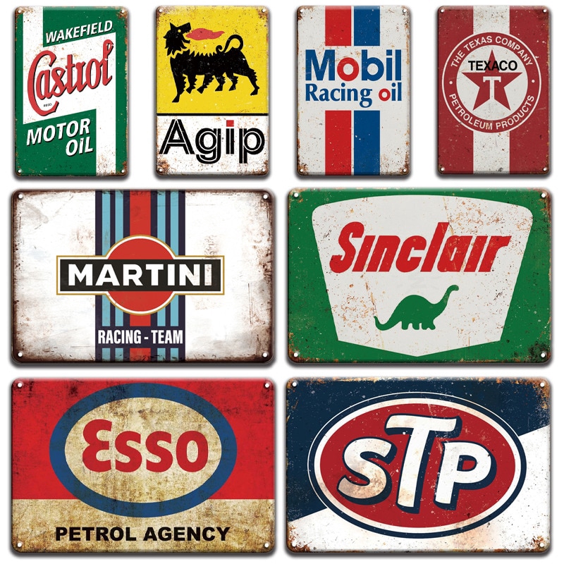 Castrol Motor Oil Metal Tin Sign Vintage Esso BP STP Texaco Stickers ...