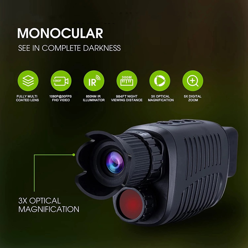 1080P HD Monocular Night Vision Device Infrared 5x Digital Zoom Hunting  Telescope Outdoor Day Night Dual Use Full Dark 300m | Shopee Malaysia