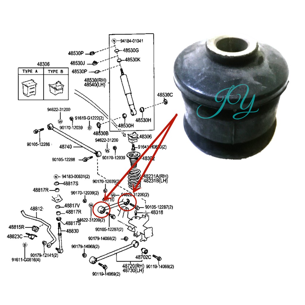 Toyota Prado RZJ95 KZJ95 96'- REAR Suspension Rod Control Arm Bush ...