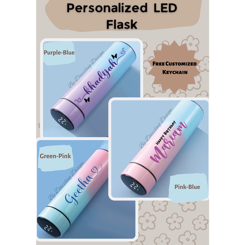 Personalized Smart LED Temperature Display Vacuum Stainless Steel Flask ...