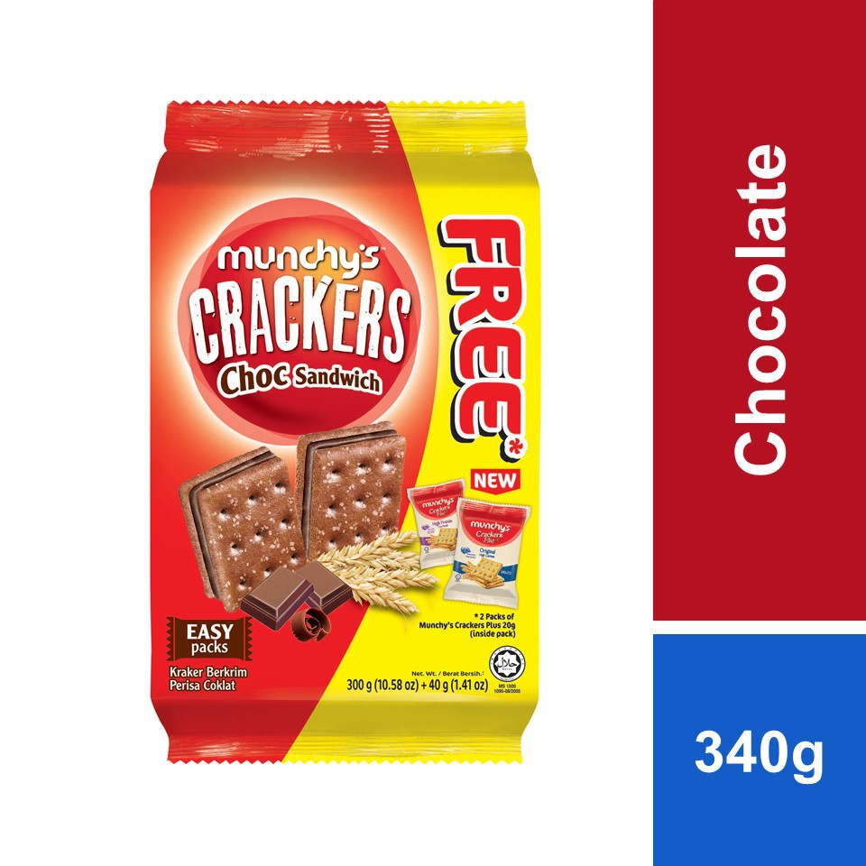 Munchy's Crackers Sandwich Chocolate Flavoured Cream Free 2's Crackers ...