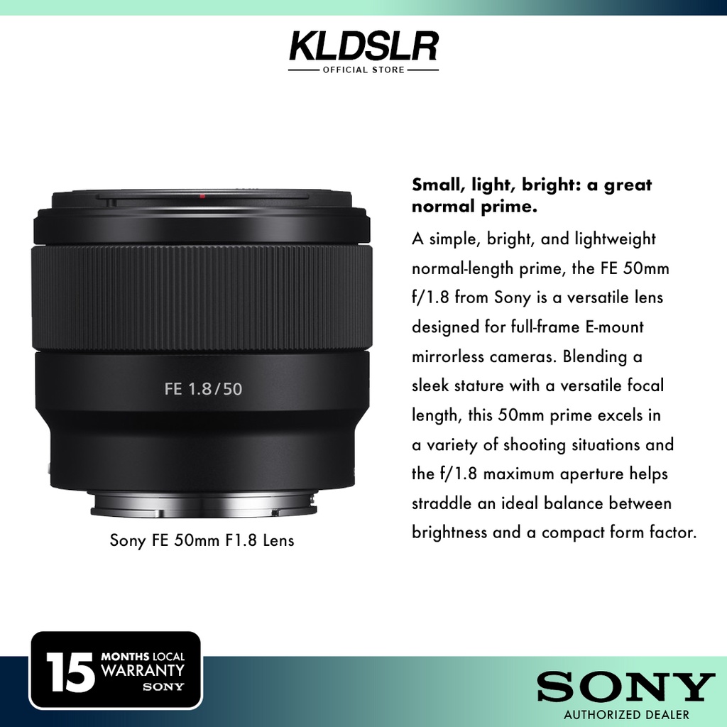 Sony 50mm FE F1.8 Lens Sony A7IV/ A7III/ A7R III/ A7R IV/ A7S III/ A7C