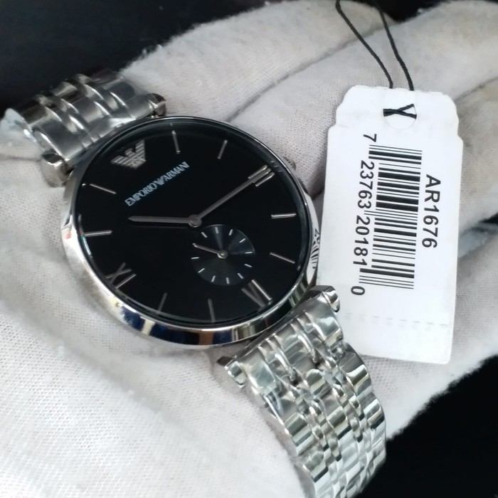 100 Original Emporio Armani Men s AR1676 Retro Black Dial Stainless Steel Watch 2 Years International Warranty Shopee Malaysia