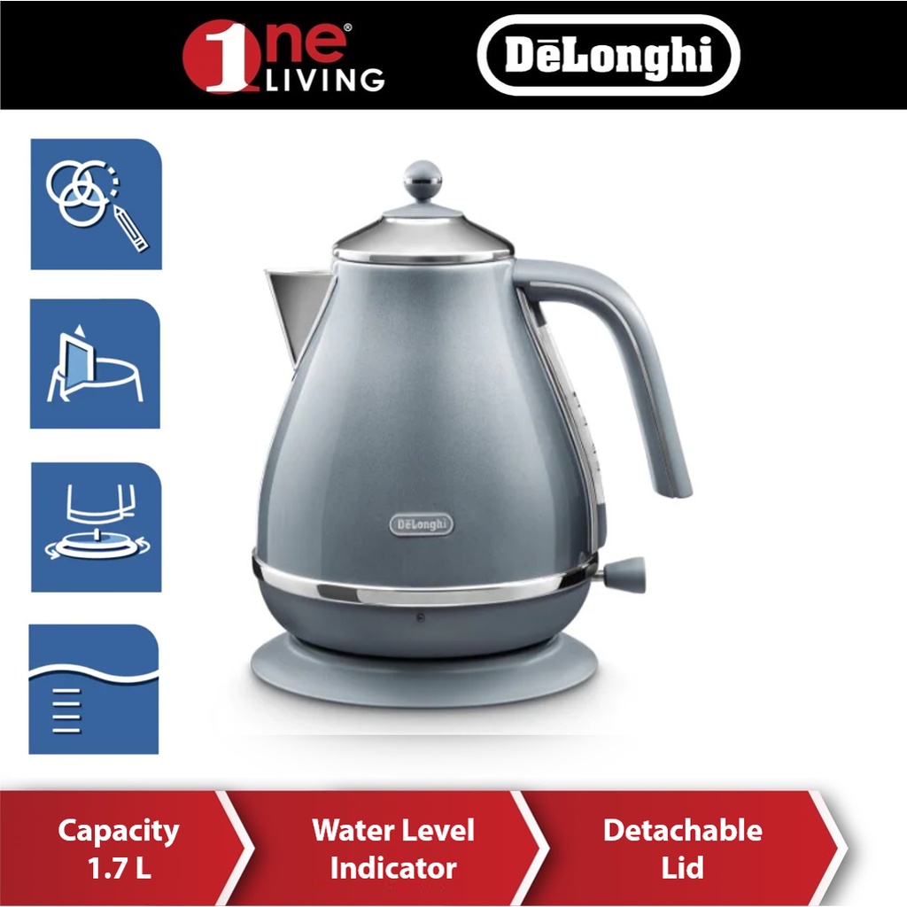 Delonghi Icona Kettle Ice Blue Kettle Icona Metallics Kettle Blue