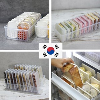 2pcs Refrigerator Storage Box, Food Grade Plastic Freezer Organizer Bin  With Divider And Seal Lid, For Meat, Vegetables, Ice Cream Storage