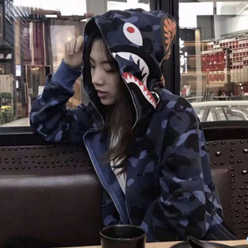 Ready Stock S 2XL Trendy brand BAPE shark camouflage hip hop fried street men and women couple hoodies Shopee Malaysia