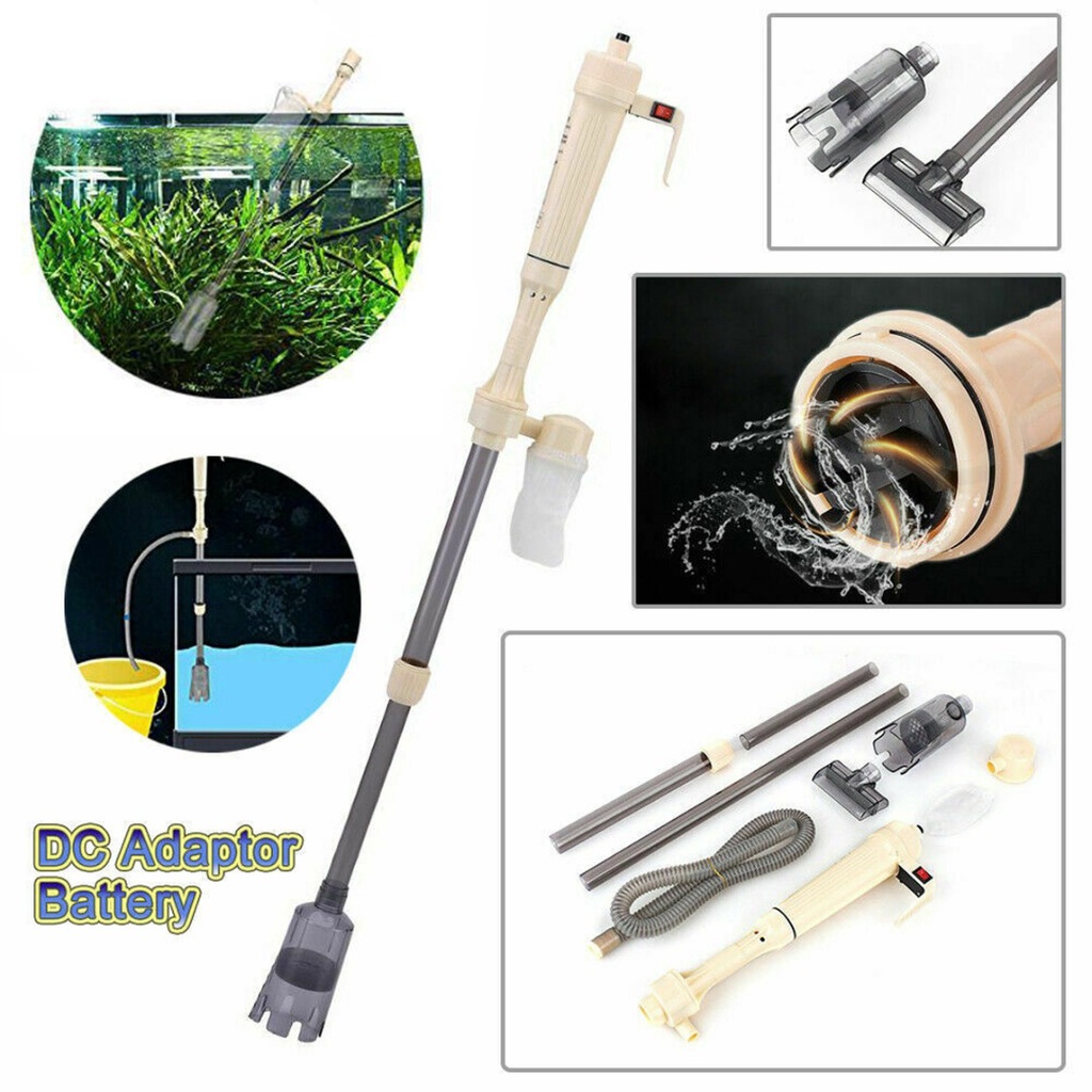 Electric Aquarium Gravel Cleaner Fish Tank Siphon Vacuum Water Change ...