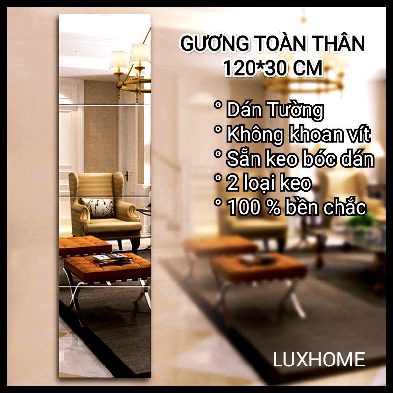Luxhome full body wall mirror 120 x 30 cm safe and convenient sticker