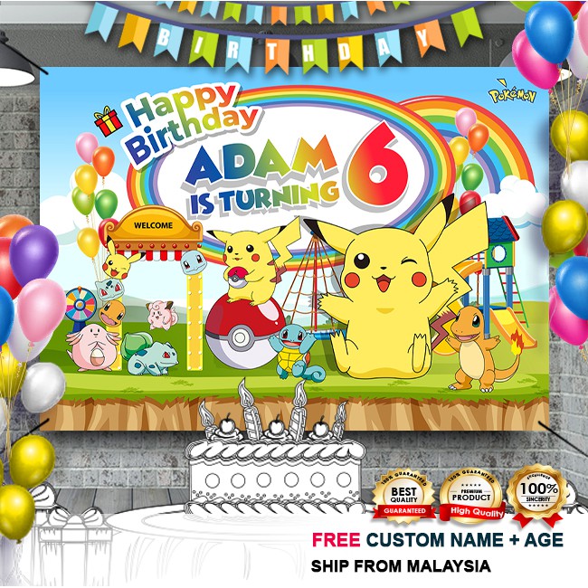Pokemon Backdrop Banner, Pokémon Birthday, Kids Party Theme, Any