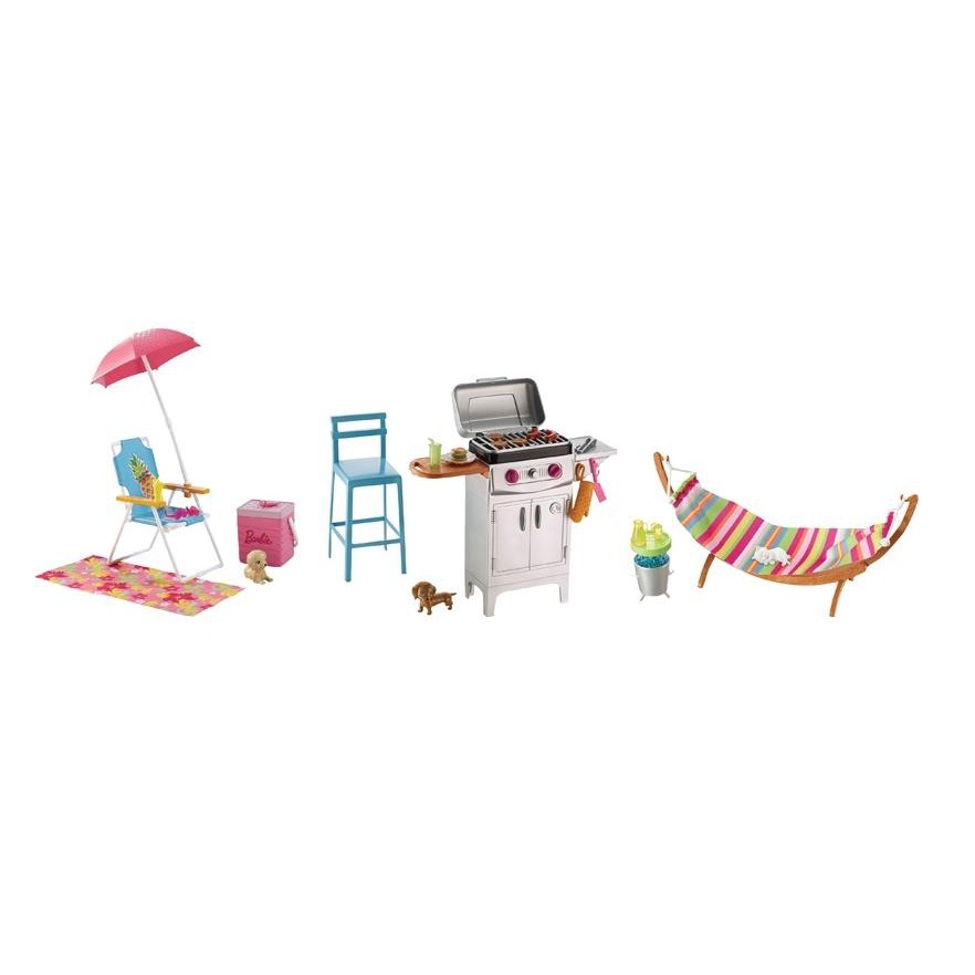 Barbie bbq grill furniture & accessory set hotsell