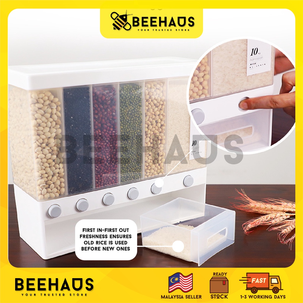 BEEHAUS Assorted Grain Rice Storage Box | Dried Food Storage Tank Food ...