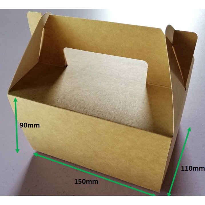 Plain Kraft Paper Cake Box with Handle 50pcs (READY STOCK) Shopee