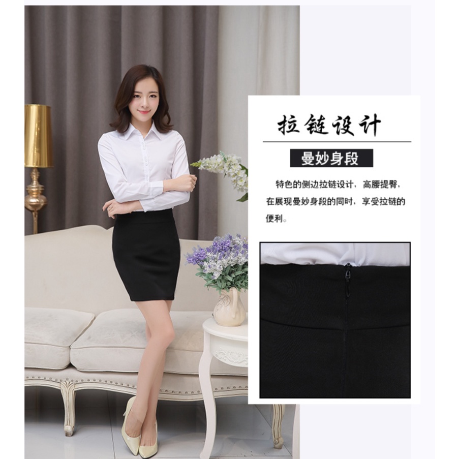 New Fashion Women Office Lady Wear OL Formal Black Pencil Plain Fitted High Quality Skirt Pant Front Pocket Work OL Lady