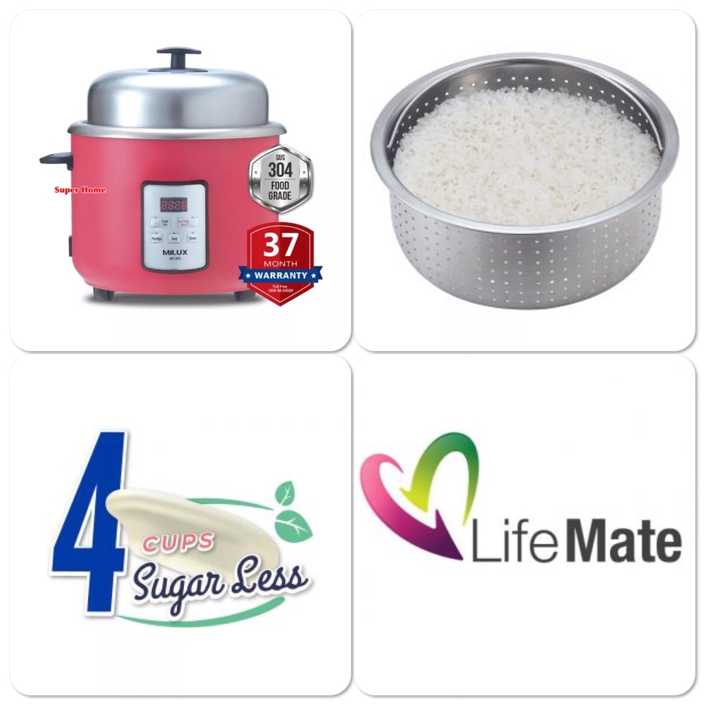 Milux Sugar Less Rice Cooker MRC-180SL 1.8L Multi-Function Rice Cooker ...
