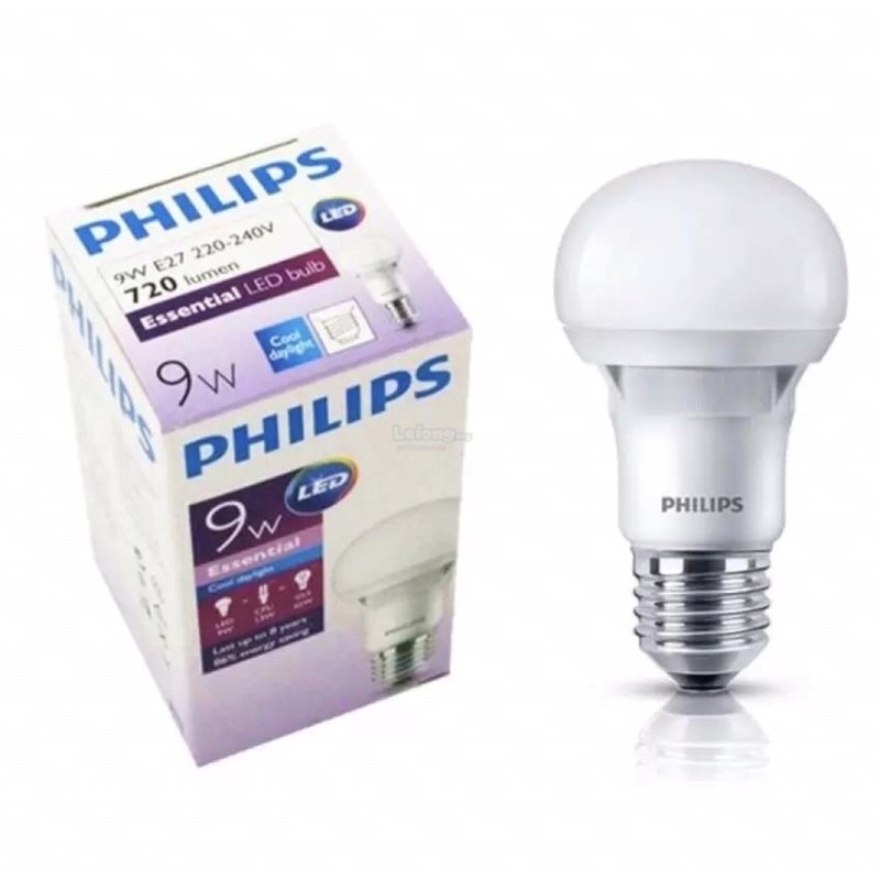 Philips Essential Led Bulb 9w E27 220 240v Cool Daylight Lampu Mentol 12pcs 1carton Shopee 0224