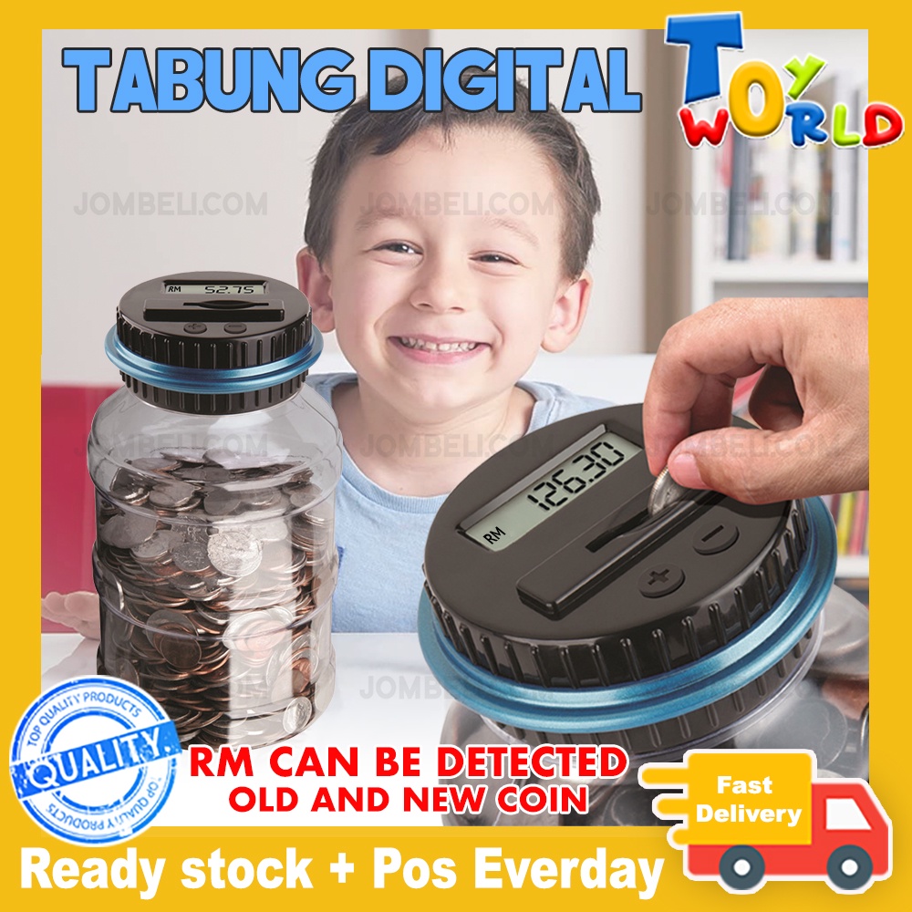 SmartHitech Digital Piggy Bank, Money Jar For UK And EU Coin, Safe Money Box Coin Saving Pot For Kids With LCD Display (1.8L Large Capacity