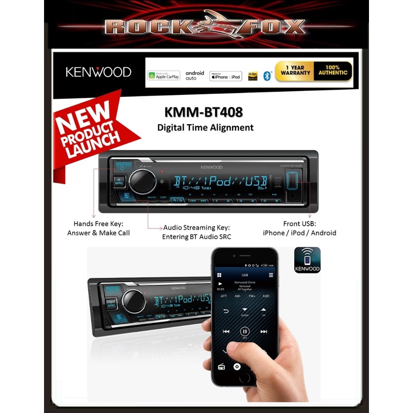 Kenwood KMM-BT408 Usb & Bluetooth Spotify Control With 13 Band EQ ...