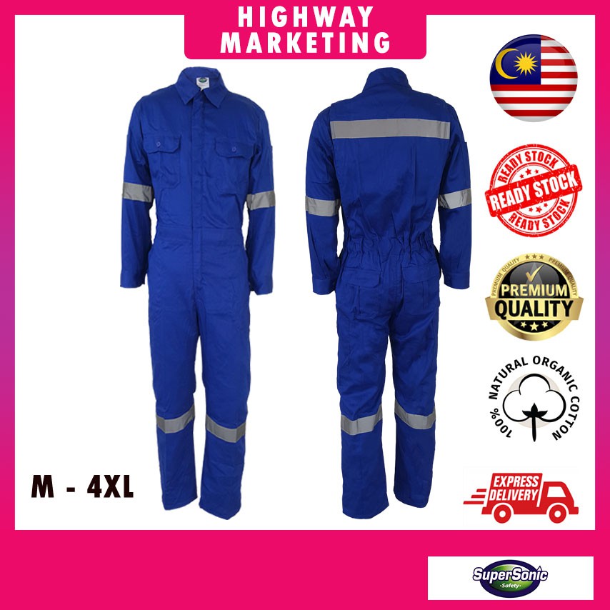 Supersonic Safety Reflective Coverall Light Blue M - 4XL | Shopee Malaysia