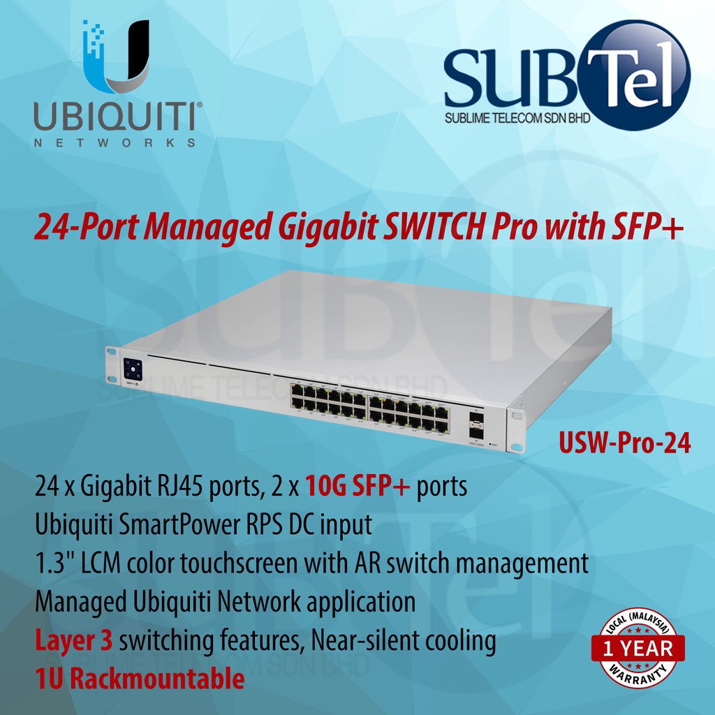 Ubiquiti USW-Pro-24 10G USW Pro Managed Gigabit Switch 24 ports RJ45 ...