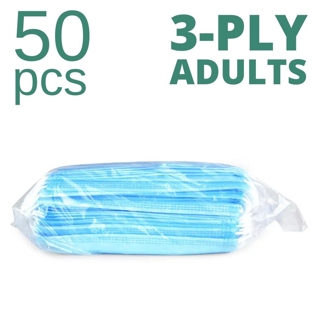 50pcs 3-PLY Disposable Face Mask 3 Layer Elastic Mouth Soft Breathable ...