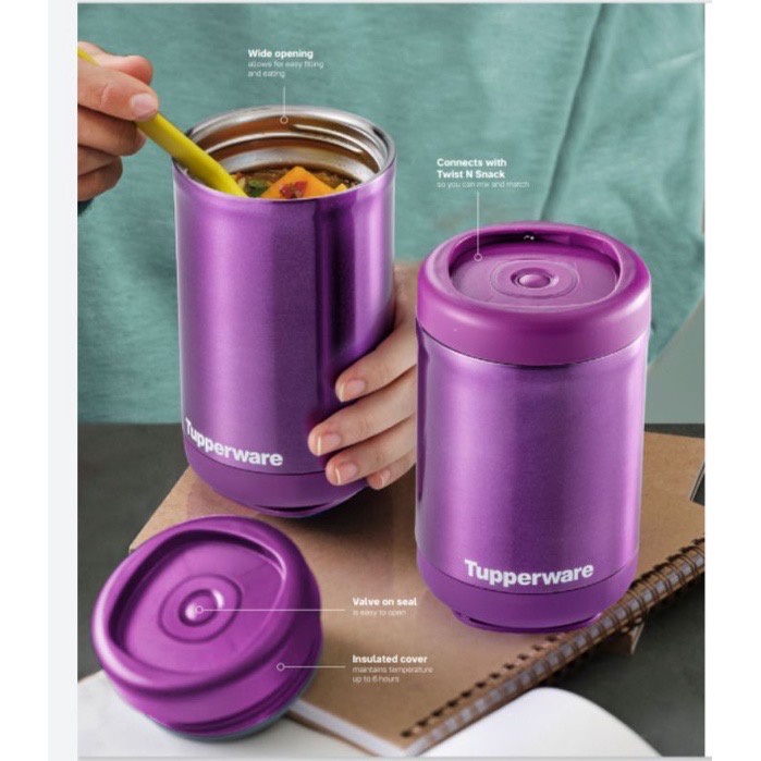 Tupperware Stacking Thermal Flask Purple/ Thermos/ Zebra/ Food