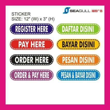 Cashier Please Pay Here Please Register Here Sila Bayar Sini Sticker ...