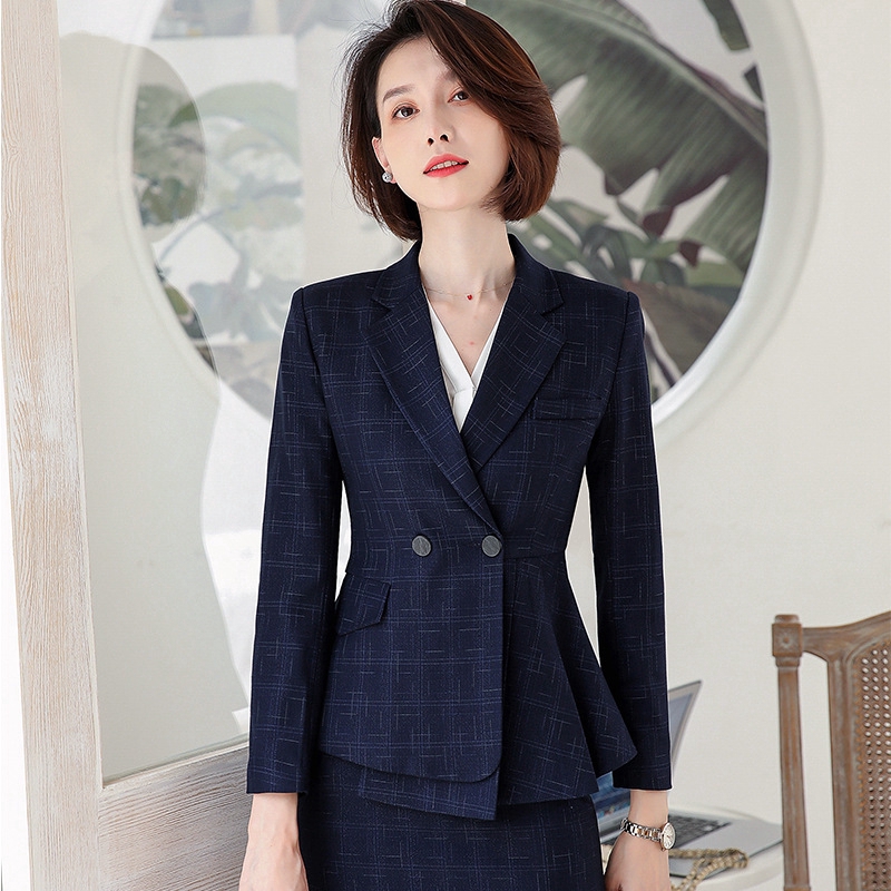 women office wear long sleeve blazer and pant or skirt 2pcs set  high-quality Business Suite ladies work wear suit