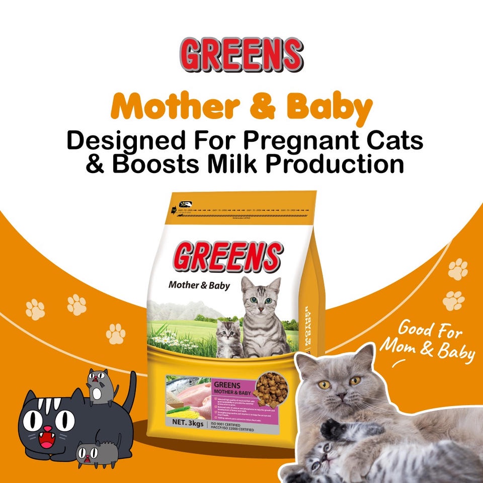 Green mother and baby cat food hotsell