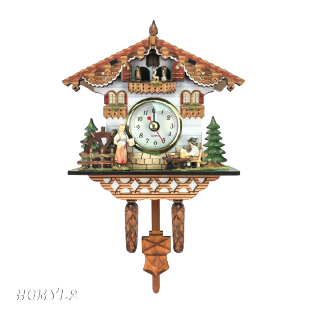 [HOMYLcfMY] 1pc Vintage Wooden Cuckoo Clock Swing Wall Alarm Clock ...